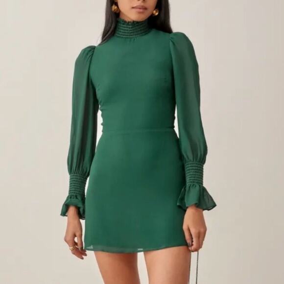 Reformation Green Mini Dress - Picture 1 of 13